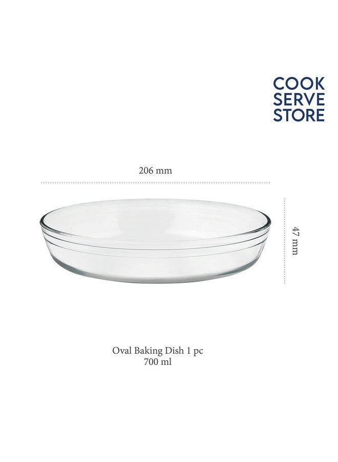 La Opala Cook Serve Store 100% Borosilicate Glass Bakeware & Serveware | Oval Baking Dish, 700 ml | For Baking & Serving | Microwave & Oven Proof | Dishwasher & Freezer Proof | Durable | Transparent - Image 2