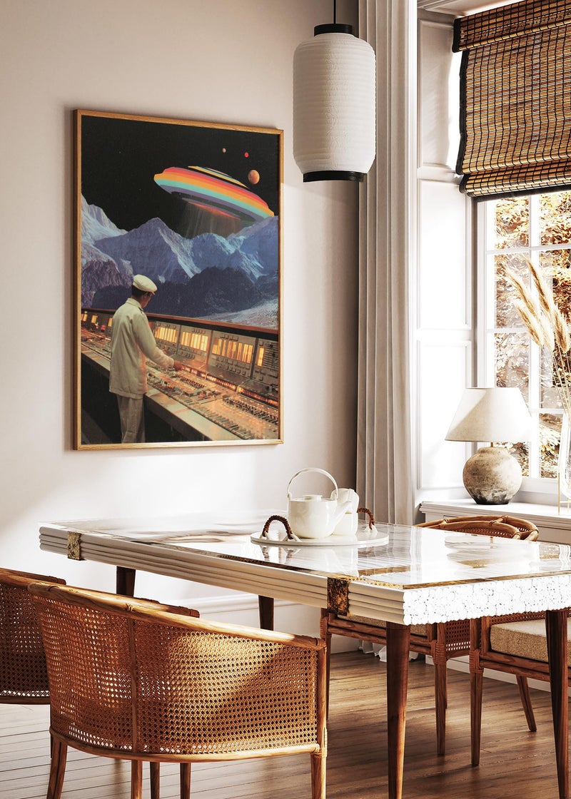 TNESSENTIAL Retro Sci-Fi Collage Poster, Rainbow UFO, Vintage Control Room - Image 4