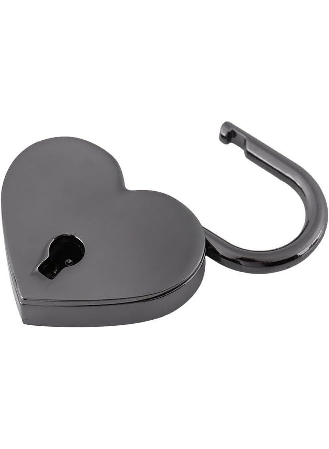 Black Heart Shape Padlock Diary Lock With Key Gunmetal Finish - Image 5