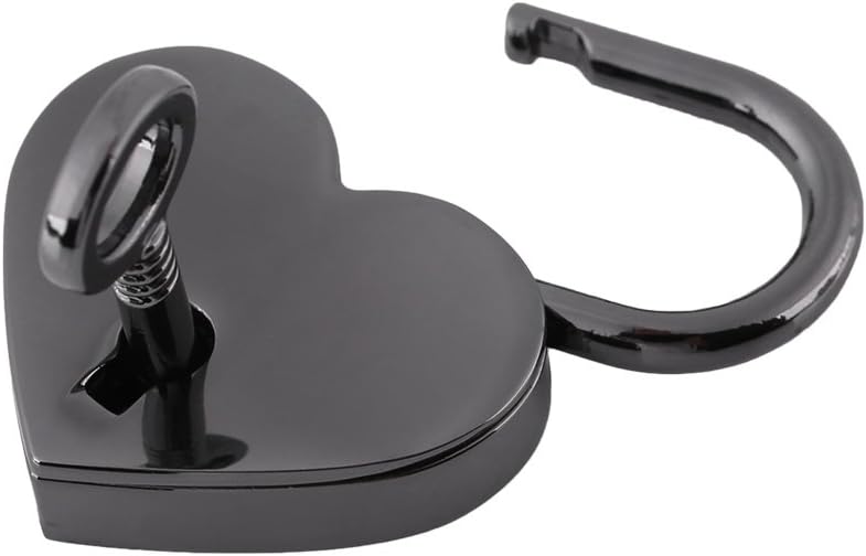 Black Heart Shape Padlock Diary Lock With Key Gunmetal Finish - Image 3