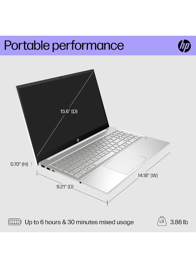 HP Newest Pavilion 15 Laptop With 15.6" Touch Screen Full HD IPS Display- Intel Core i5-1335U Processor- Intel Iris Xe Graphics - 8GB DDR 4 RAM - 512GB NVMe SSD-Backlit Keyboard - Windows 11 - Silver English Natural Silver - Image 5