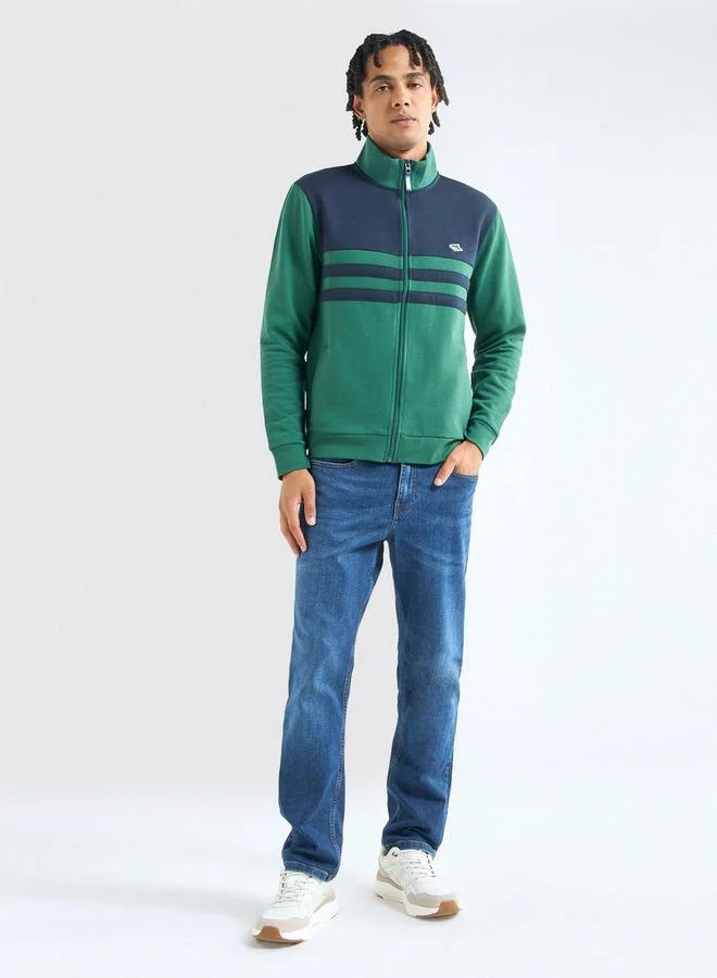 Splash FAV Panelled Sweatshirt with Long Sleeves and High Neck