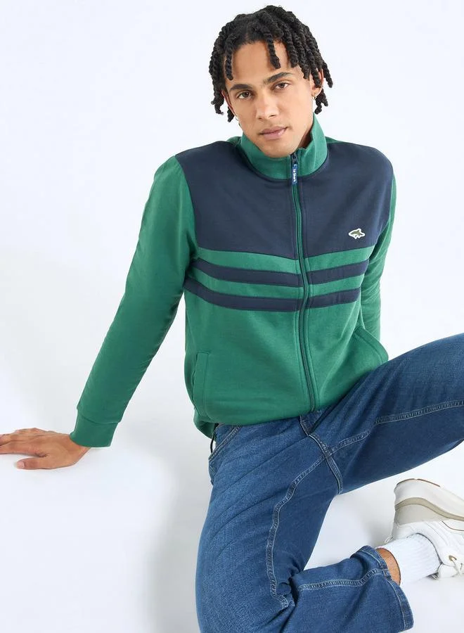 Splash FAV Panelled Sweatshirt with Long Sleeves and High Neck