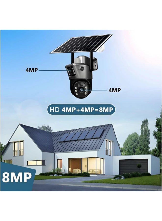 Daxiongmao 4K 8MP Solar Camera 4G Sim PTZ Cameras Outdoor Dual Lens  PIR Mobile Detection Outdoor Safety Waterproof Camera (With 128GB TF Card) - Image 2