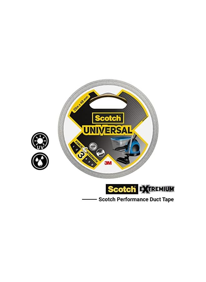 Scotch Universal Duct Tape 48mmx25m, 1 roll/pack | Black color | For general purpose | Holds quickly and reliably | For everyday repairs and projects
