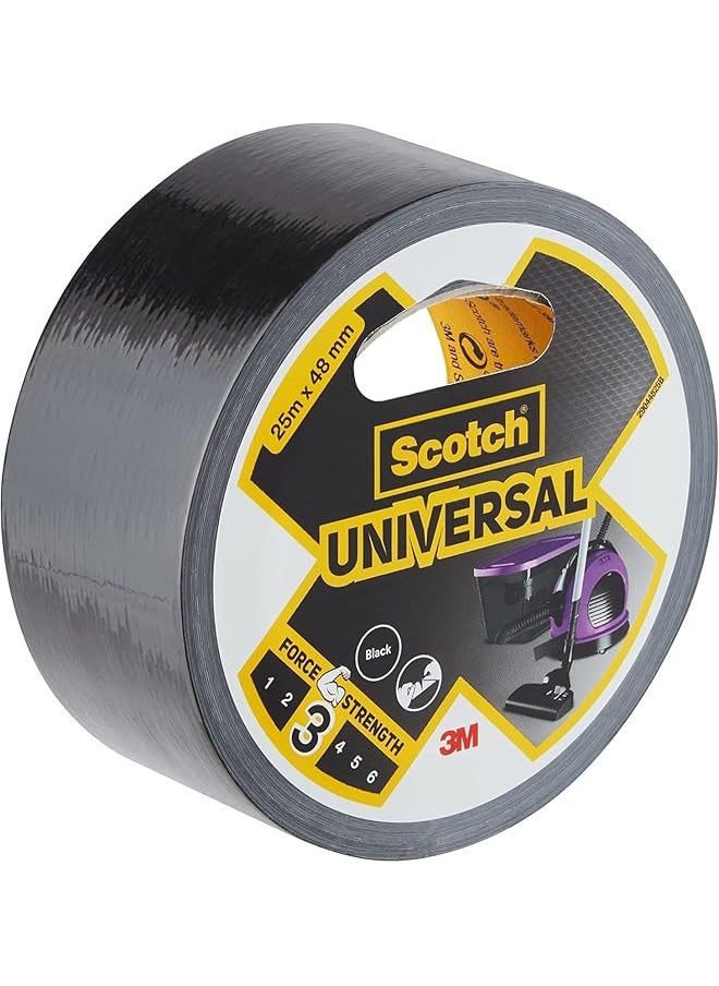 Scotch  Scotch Universal Duct Tape 48mmx25m, 1 roll/pack | Black color | For general purpose | Holds quickly and reliably | For everyday repairs and projects  - Image 1