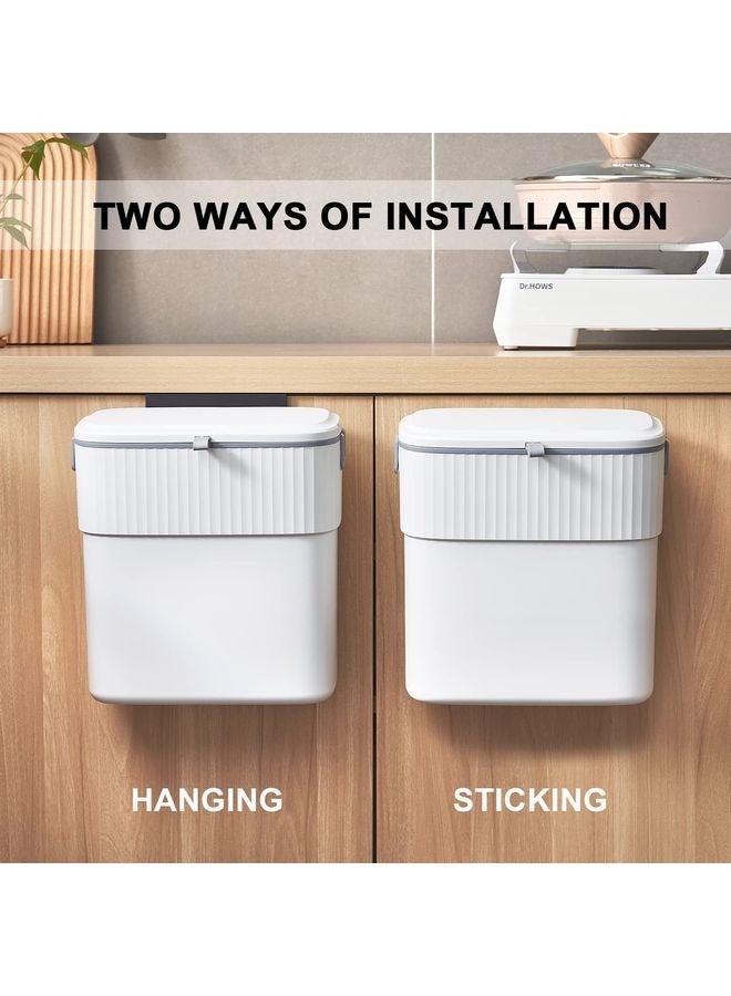 HOMESTAR Hanging Trash Can with Lid 9L Gallon Kitchen Compost Bin for Under Sink, Plastic Wall-Mounted Garbage Can, Small Kitchen Trash Bin, Small Trash Can with Lid for Cupboard Countertop - Image 4