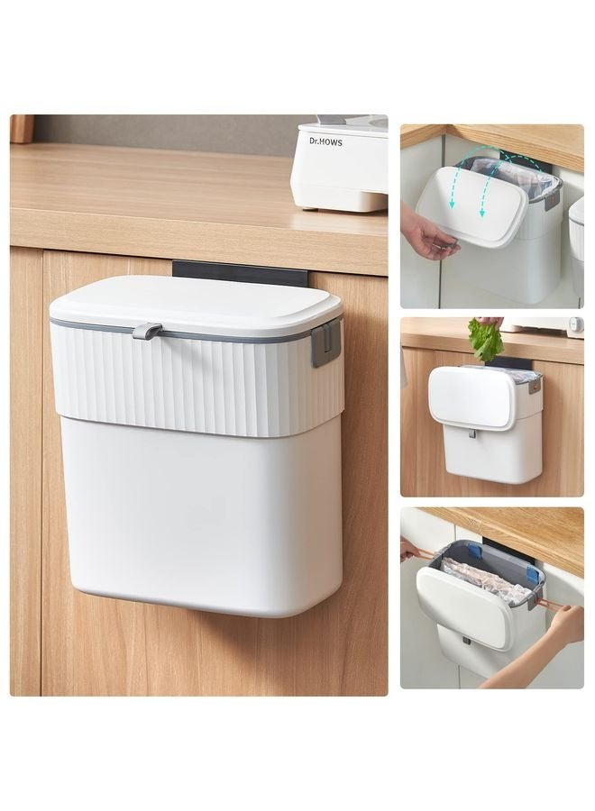 HOMESTAR Hanging Trash Can with Lid 9L Gallon Kitchen Compost Bin for Under Sink, Plastic Wall-Mounted Garbage Can, Small Kitchen Trash Bin, Small Trash Can with Lid for Cupboard Countertop - Image 1