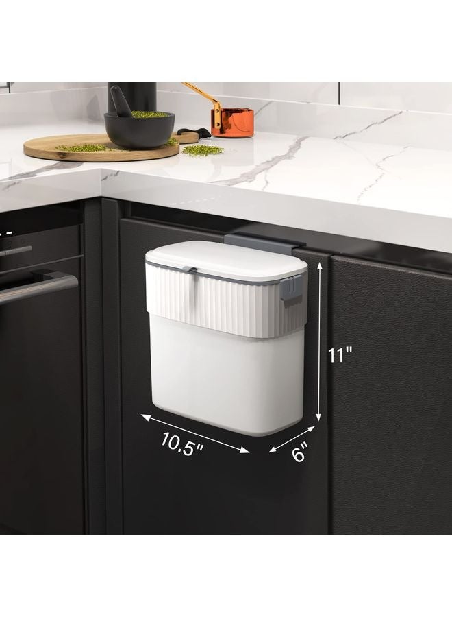 HOMESTAR Hanging Trash Can with Lid 9L Gallon Kitchen Compost Bin for Under Sink, Plastic Wall-Mounted Garbage Can, Small Kitchen Trash Bin, Small Trash Can with Lid for Cupboard Countertop - Image 2
