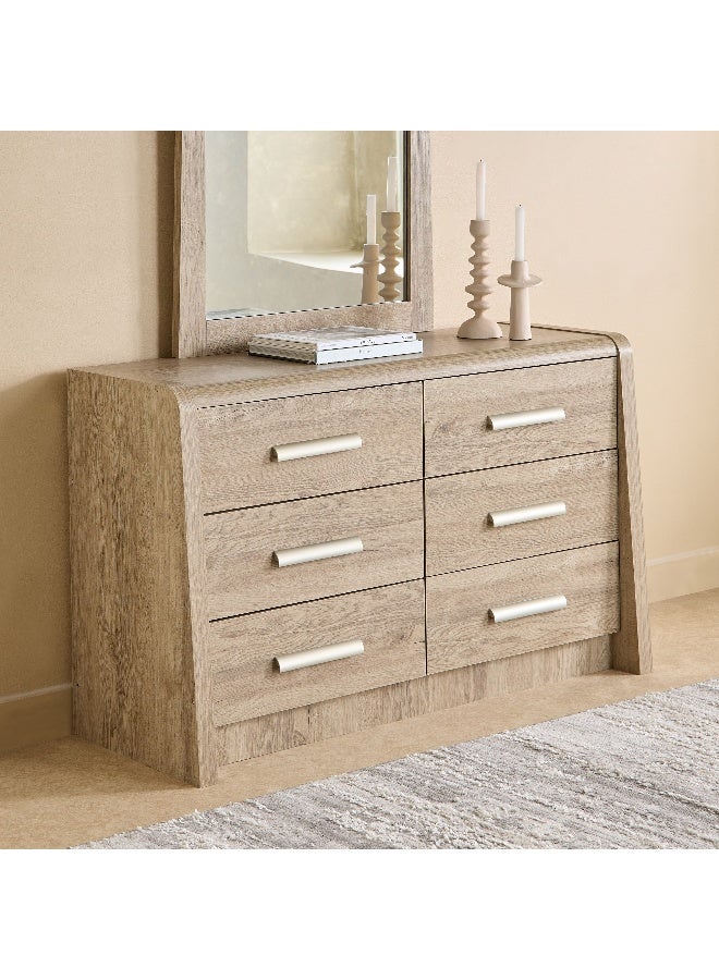 Home Box خزانة ذات 6 أدراج منحنية بالخشب الفاتح - Image 1