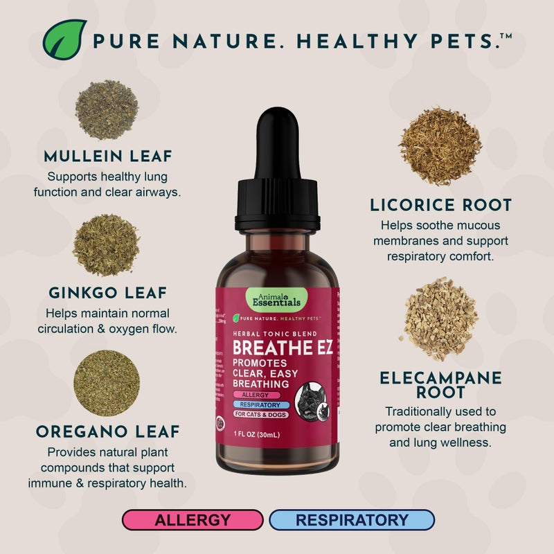 Animal Essentials Breathe EZ Herbal Supplement for Dogs & Cats, 1 fl oz - Supports Clear, Healthy Respiration-Breathing - Image 3