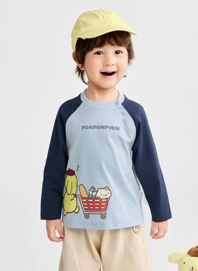 Balabala Boy Toddler Round v-neck long-sleeved T-shirt