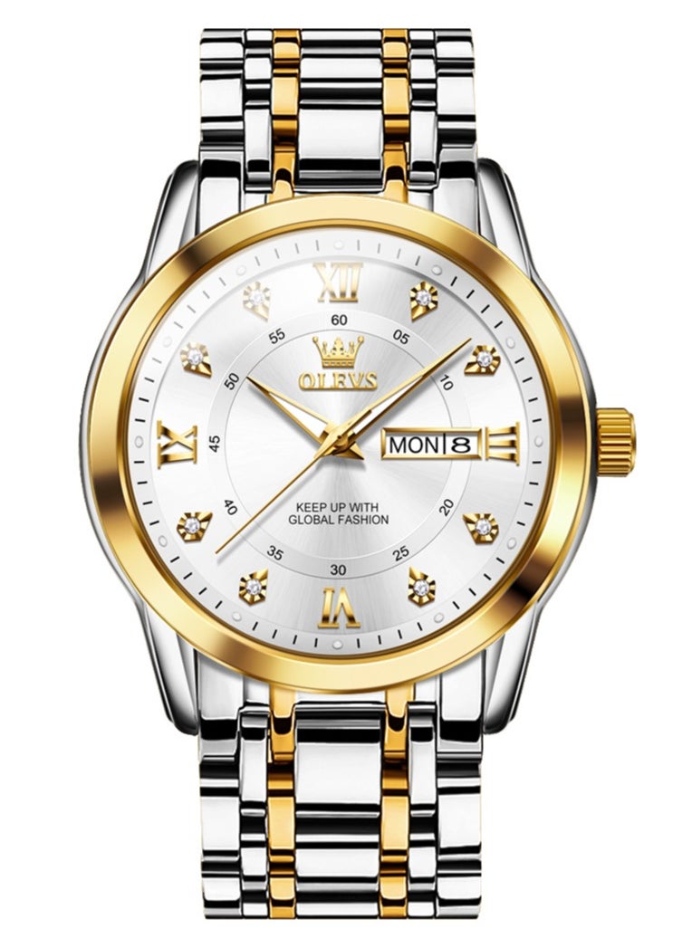 OLEVS - Watches for Men Stainless Steel Quartz Analog Water Resistant Watch 5513 - Image 1