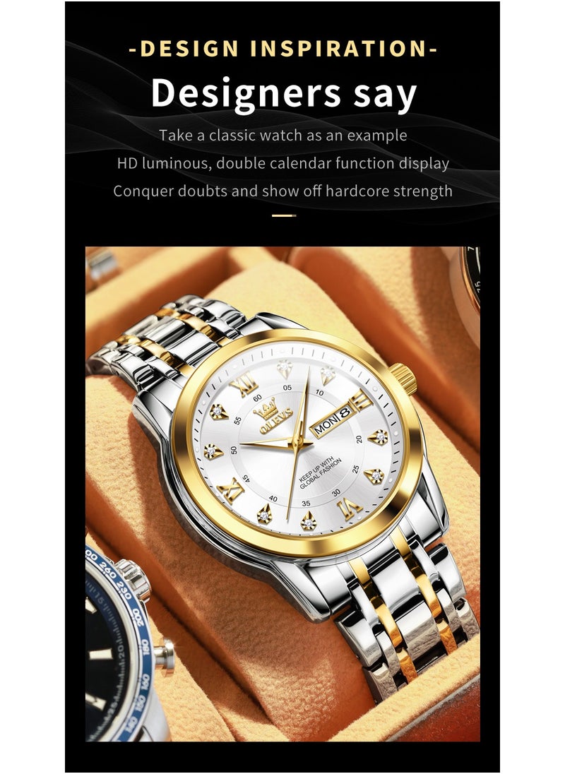 OLEVS - Watches for Men Stainless Steel Quartz Analog Water Resistant Watch 5513 - Image 1