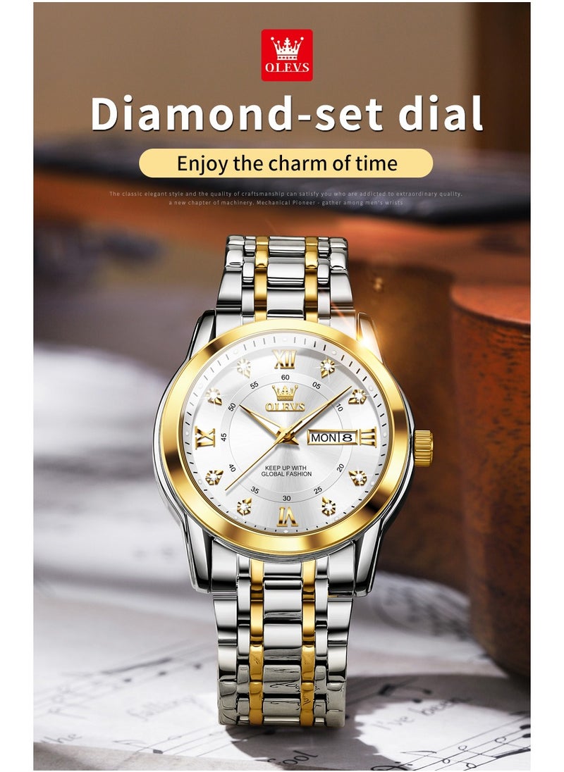 OLEVS - Watches for Men Stainless Steel Quartz Analog Water Resistant Watch 5513 - Image 1