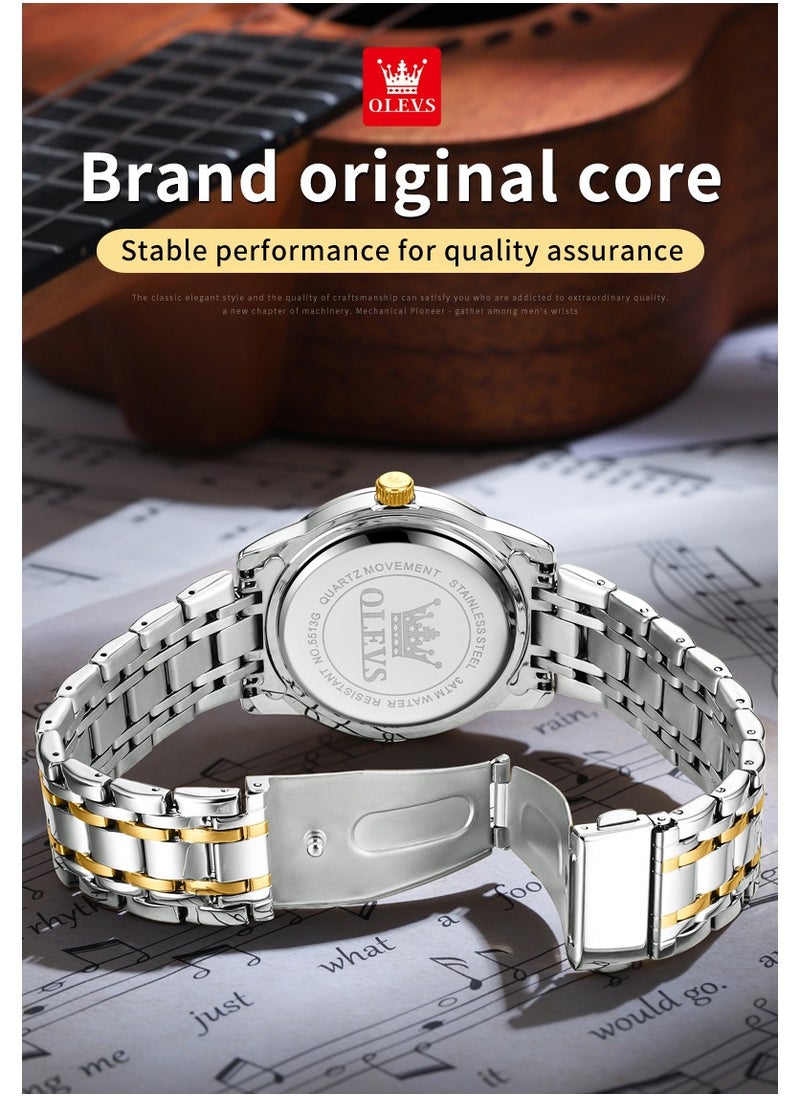 OLEVS - Watches for Men Stainless Steel Quartz Analog Water Resistant Watch 5513 - Image 1