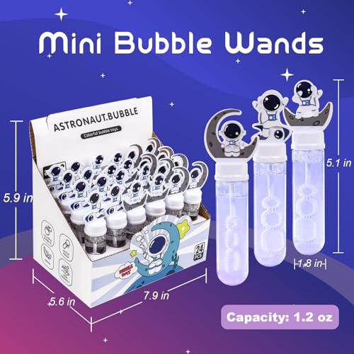 JOYYPOP 24 Pack Mini Bubble Wands for Kids Space Party Favors Astronaut Bubble Wands Summer Gifts for Boys Girls Space Theme Birthday Party - Image 3