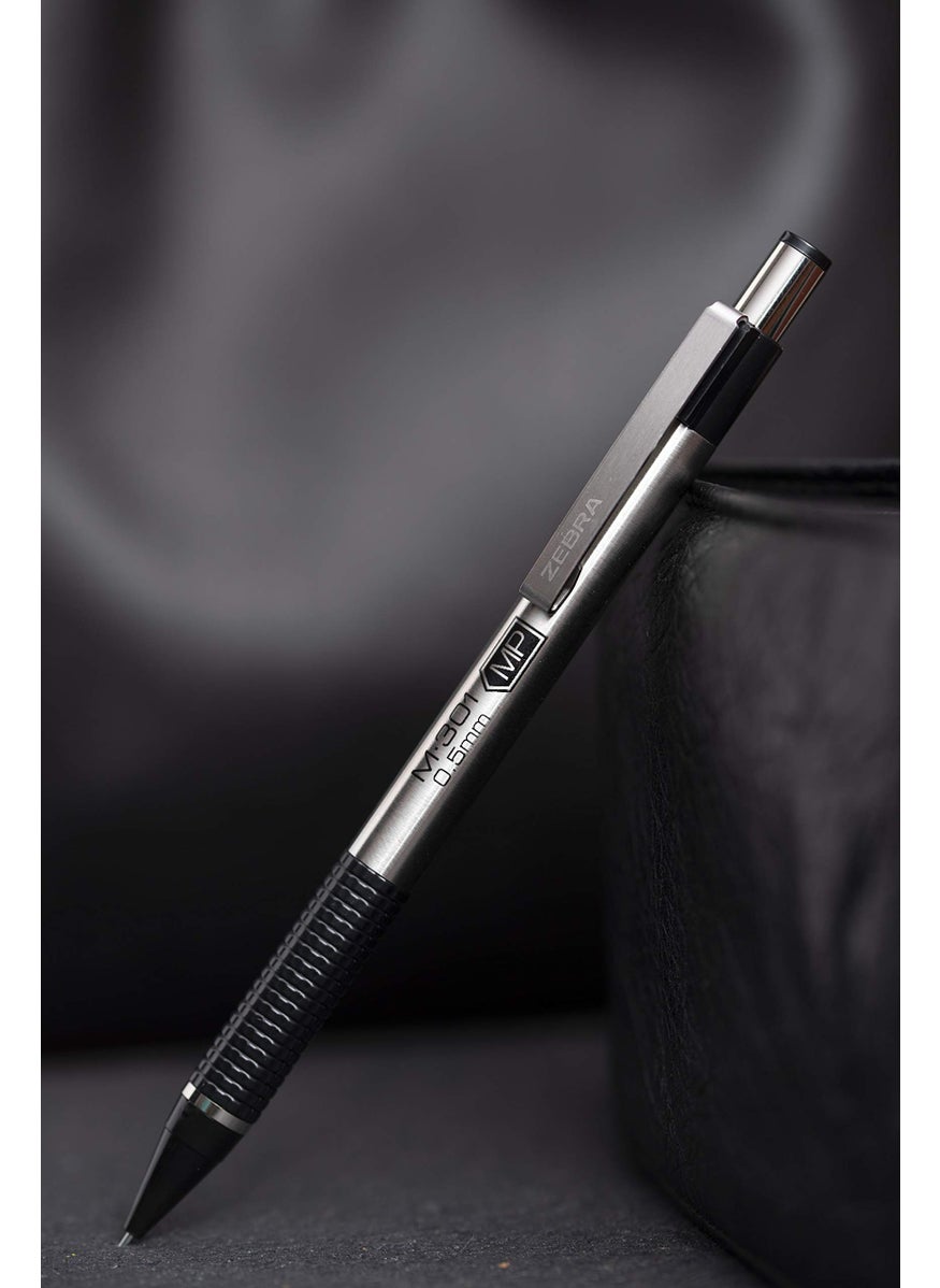 ZEBRA Zebra Pen M-301 Mechanical Pencil, Stainless Steel Barrel, Medium Point, 0.7mm, Black Grip, 2-Pack  - Image 3