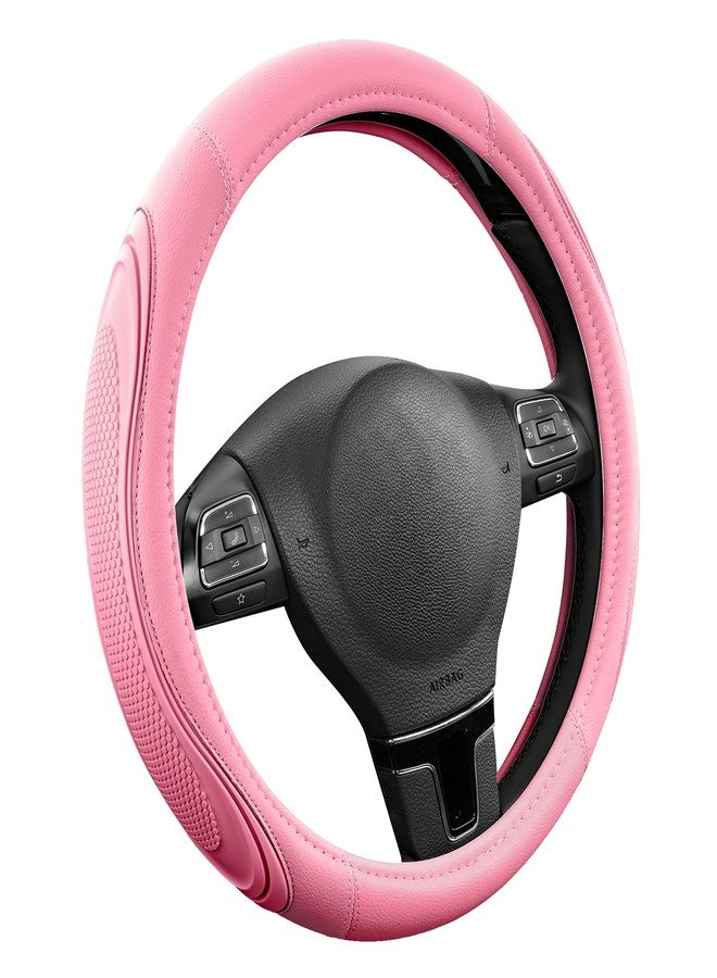 Road Comforts Car Steering Wheel Cover - Microfiber Leather Steering Wheel Wrap Sports 14.5-15 Inch Steering Wheel Cover Non-Slip for Men Women Pink & Pink Color - Image 2