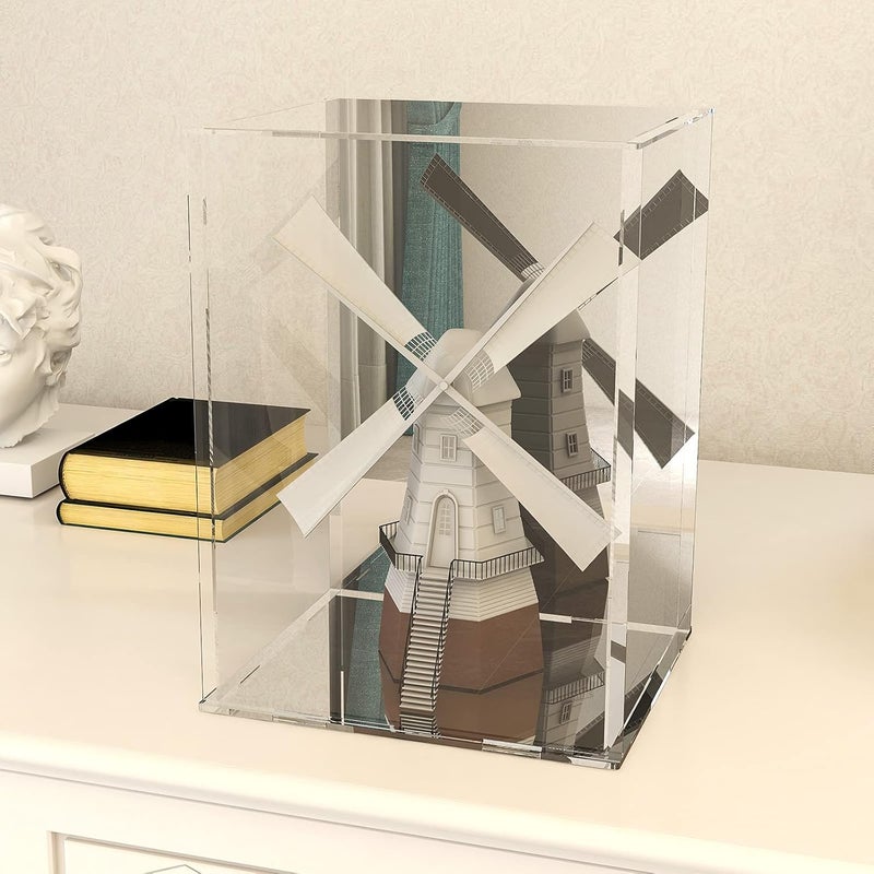 NONEMEY Mirrored Clear Acrylic Display Case Assemble Countertop Box Stand Organizer Dustproof Protection Showcase Acrylic Display Stands for Collectibles (10×6×14inch；25×15×35cm) - Image 2