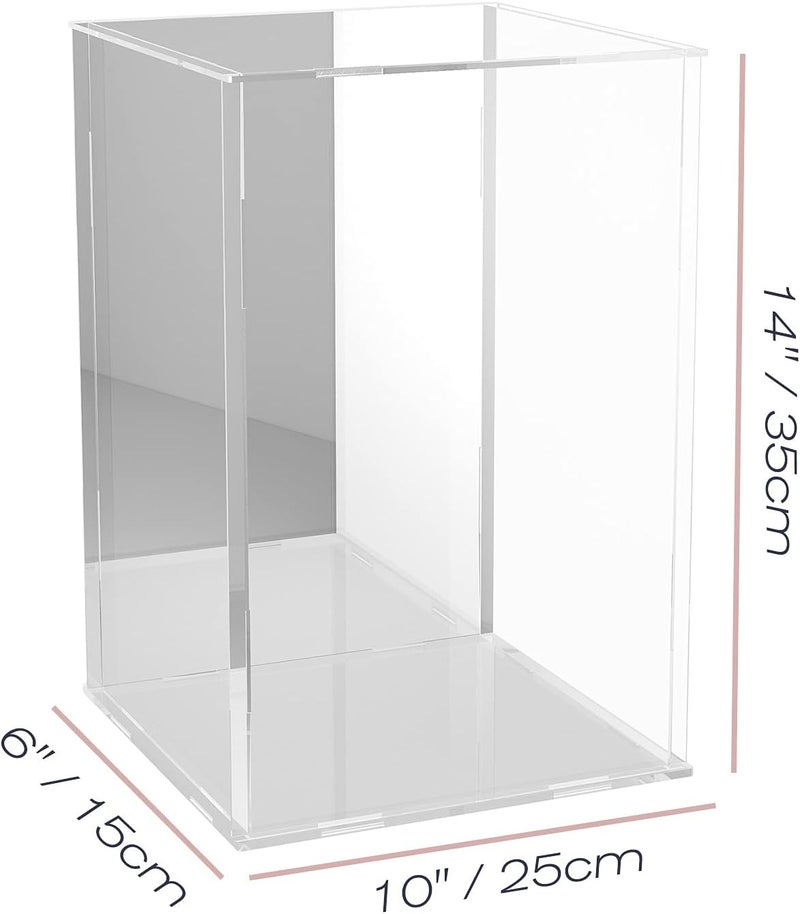 NONEMEY Mirrored Clear Acrylic Display Case Assemble Countertop Box Stand Organizer Dustproof Protection Showcase Acrylic Display Stands for Collectibles (10×6×14inch；25×15×35cm) - Image 3