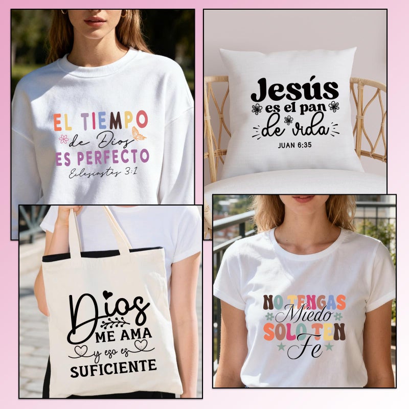 Shejdgart Dtf Transfers Ready to Press - 30 Pcs Spanish Bible Verse Iron on Patches for T-Shirts, Colorful Inspirational Iron on Stickers Heat Transfer Vinyl Decals for DIY Fabric Clothes Decor - Image 5