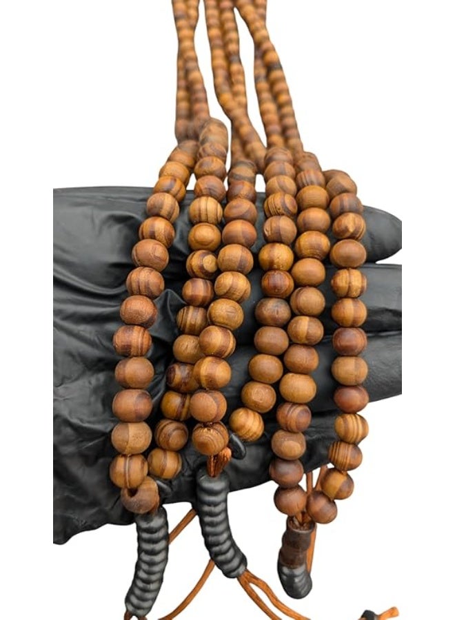 Natural olive wood prayer beads. (3 pieces). Idea for gifts and occasions. 99 beads. 2 counters. Economical packaging. Elegant design showing the wood grain in each bead. - Image 1