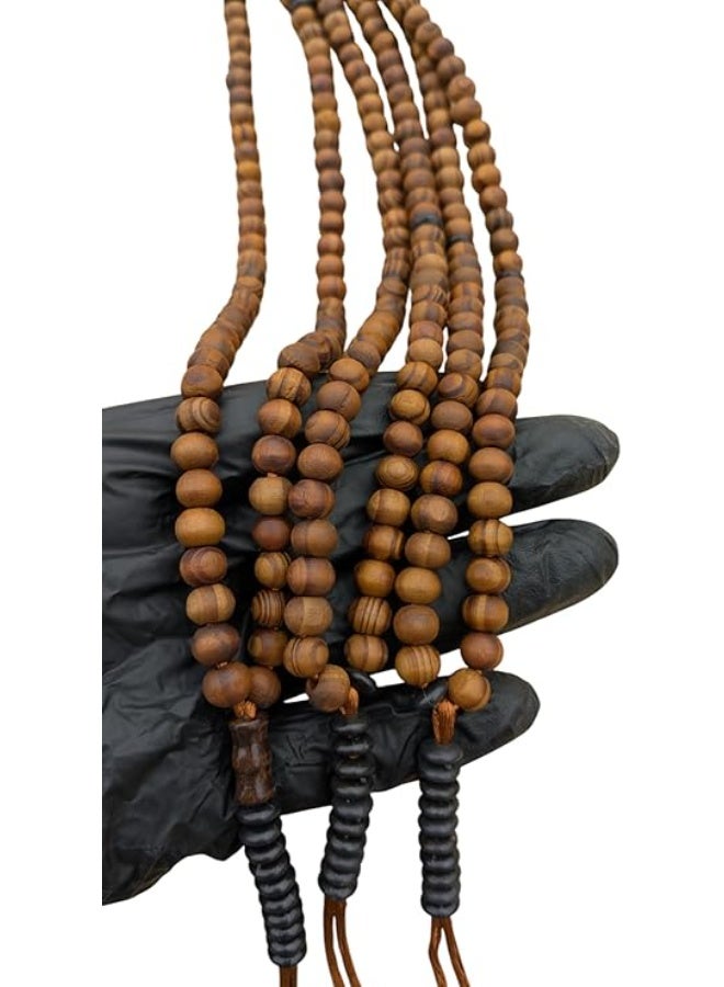 Natural olive wood prayer beads. (3 pieces). Idea for gifts and occasions. 99 beads. 2 counters. Economical packaging. Elegant design showing the wood grain in each bead. - Image 2