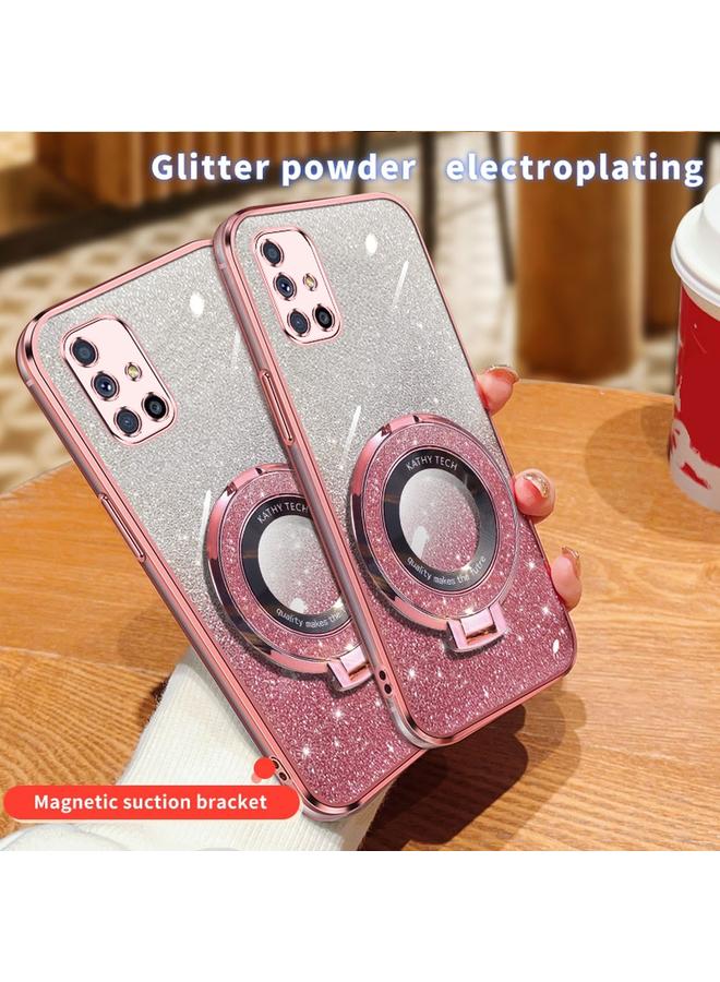 اس-توب جراب لهاتف Samsung Galaxy M51، جراب دائري من مادة TPU بحامل لامع متدرج مطلي - Image 3