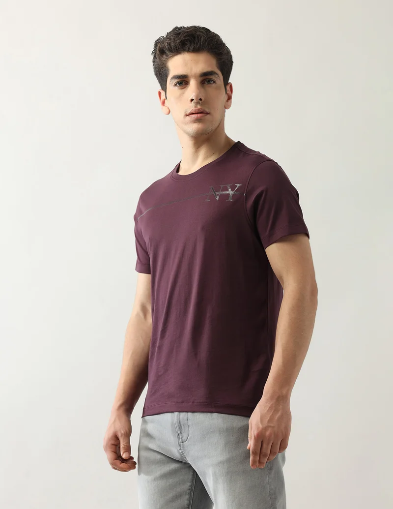 Arrow Purple Graphic Printed Night Is Young T-Shirt for Men | Best Price UAE