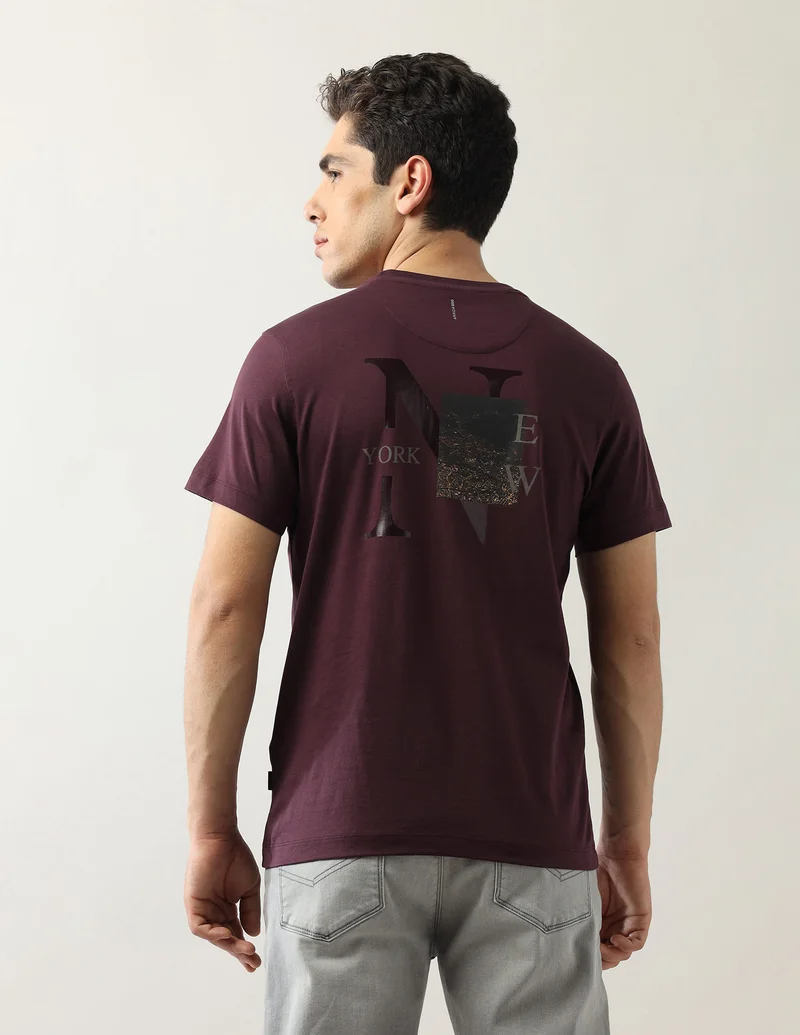 Arrow Purple Graphic Printed Night Is Young T-Shirt for Men | Best Price UAE