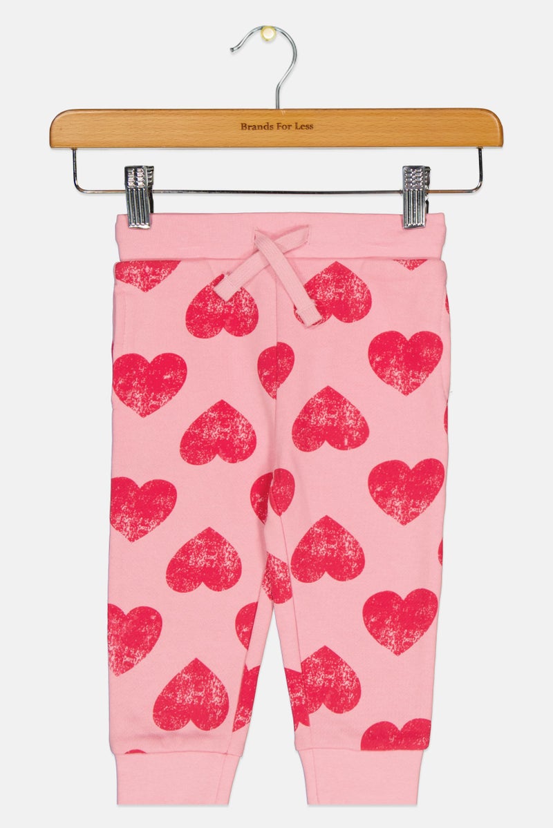 mothercare Toddlers Girl Allover Print Drawstring Pants, Pink - Image 1