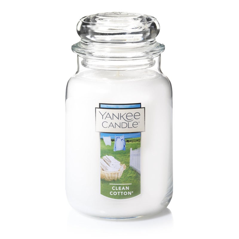 Yankee Candle Clean Cotton Scented Large 22oz Jar Candle with Premium ParaffinGrade Wax Long Burn Time Ideal for Gifts and Home Decor