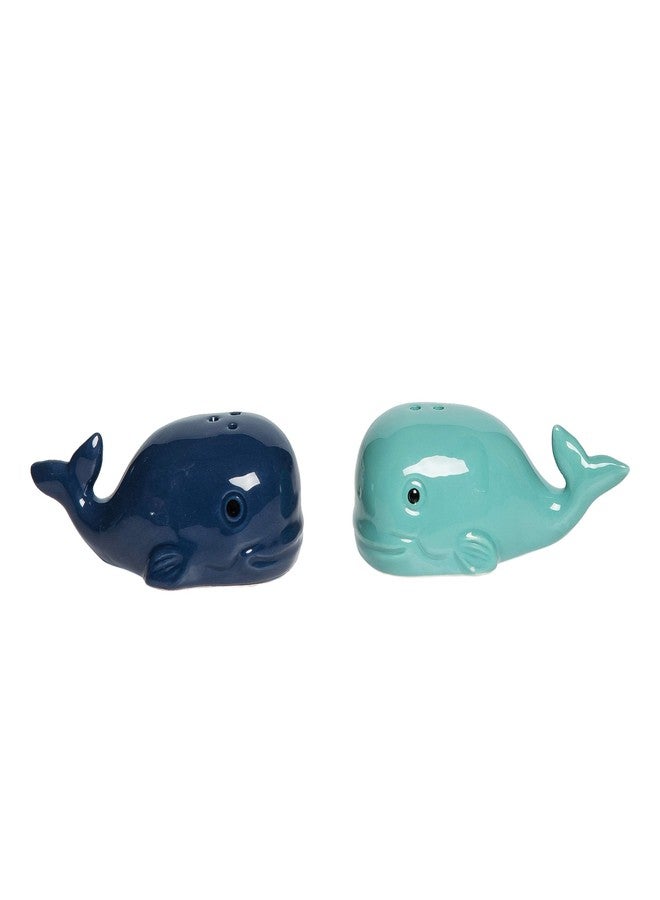 Beachcombers Whale Salt And Pepper Shaker Set, Set of 2, Coastal Beach Decor Decoration L3.7 x W1.57 X H1.5 Blue - Image 2