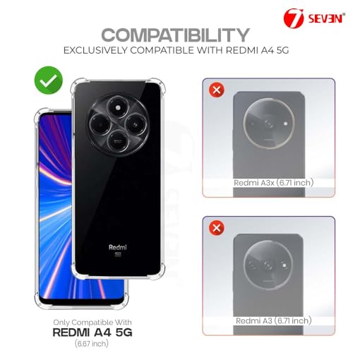 7-Seven 7SEVEN® Back Cover for Redmi A4 5G | 14C 4G Transparent Mobile Back Case Shock Proof Design Camera Edges Protection Crystal Clear Phone Case Silicon Soft TPU and Flexible Bumper Phone Cover - Image 2