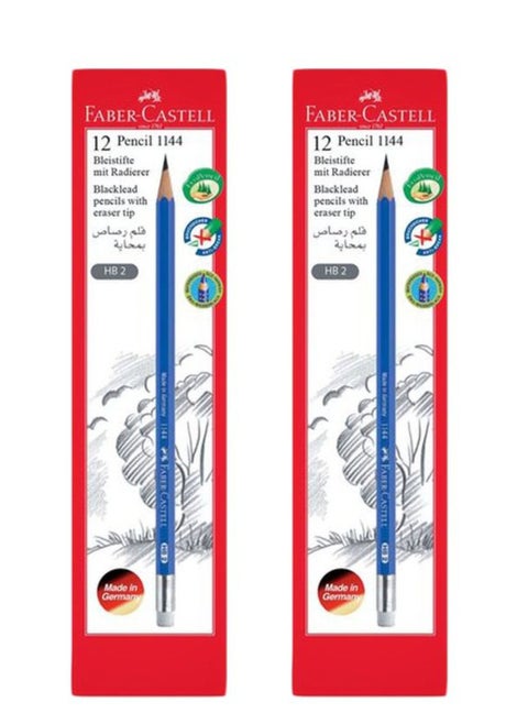 24-Piece HB2 Pencil With Eraser Tip Blue