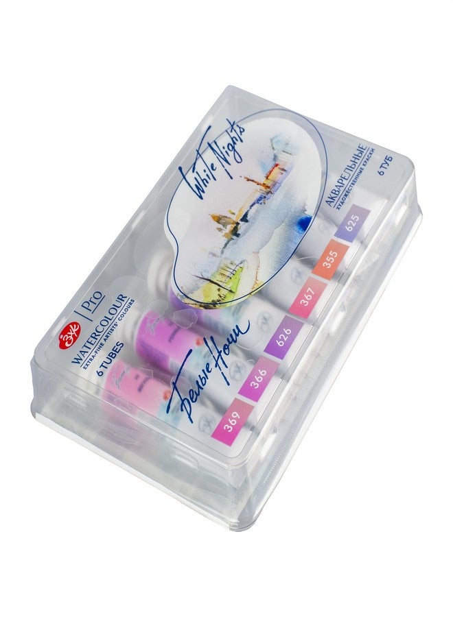 White Nights Extra Fine Artists Grade Professional Watercolors 6 * 10 ml Set In Plastic Correx By Nevskaya Palitra (Rose Flowers Set) - Image 2