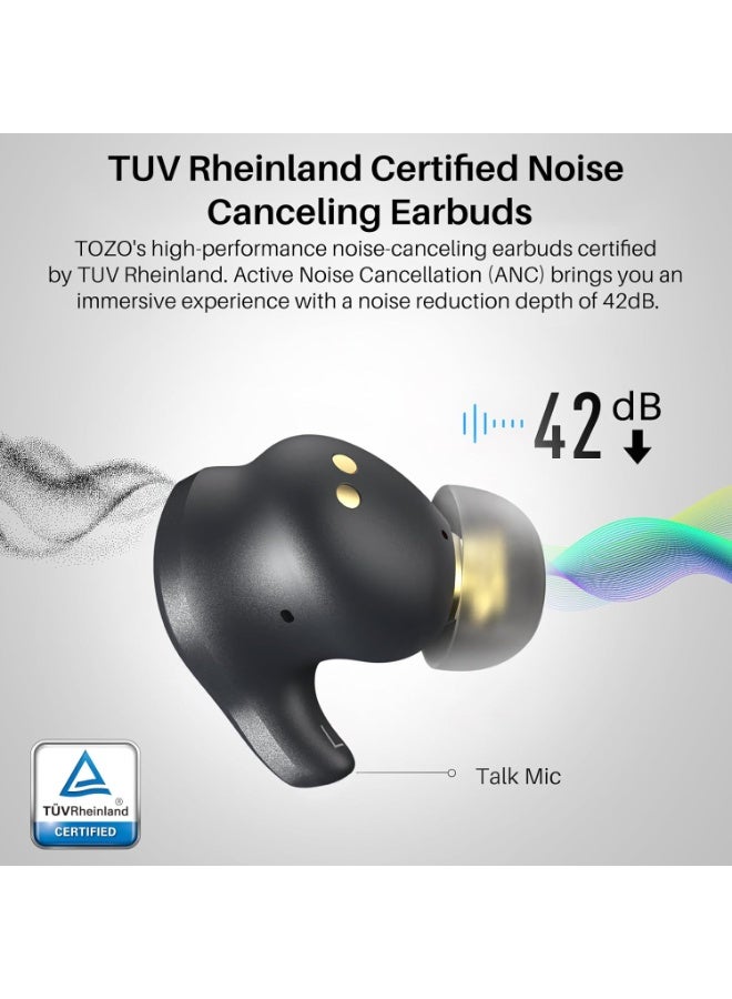 توزو سماعات TOZO Golden X1 اللاسلكية بلوتوث - عزل ضوضاء ANC و ENC، ترميز LDAC لصوت Hi-Res دقيق، تقنية OrigX، تحكم باللمس - أسود - Image 3
