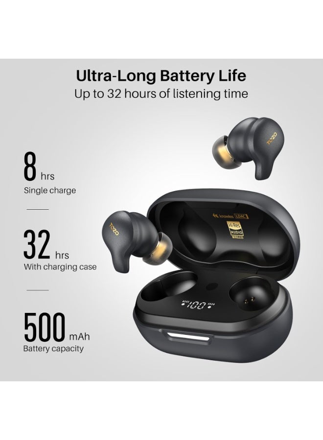 توزو سماعات TOZO Golden X1 اللاسلكية بلوتوث - عزل ضوضاء ANC و ENC، ترميز LDAC لصوت Hi-Res دقيق، تقنية OrigX، تحكم باللمس - أسود - Image 4