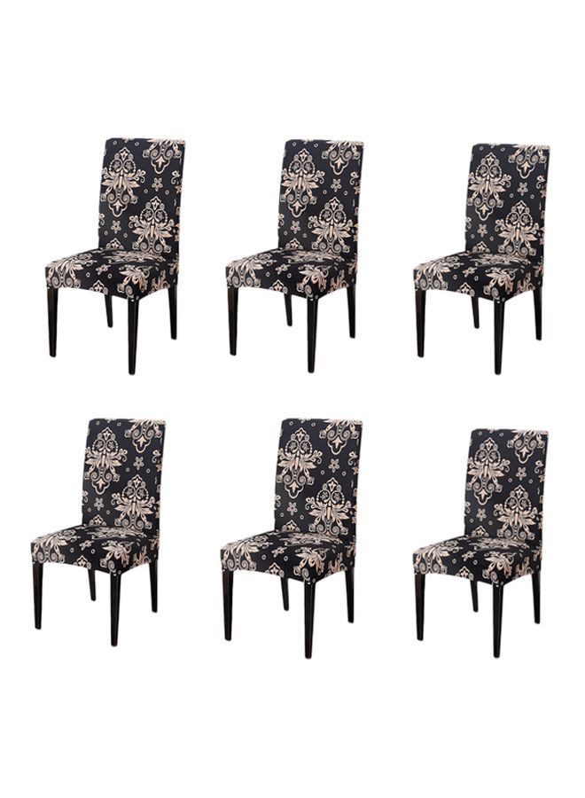 نيبمينينت طقم أغطية كراسي للمائدة مزينة بطبعات مكون من 6 قطع أسود / بيج 6x58سم - Image 1