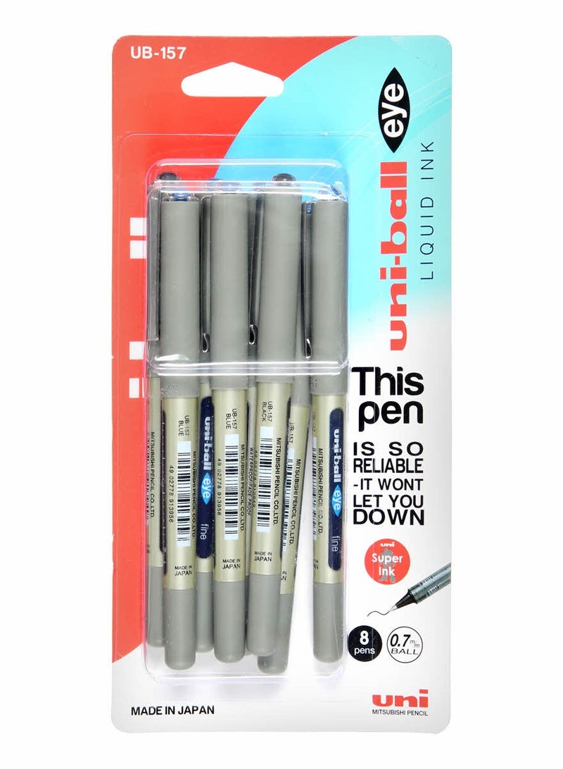 Uniball قلم حبر جاف Eye Fine برأس 0.7 مم متعدد الألوان - Image 1