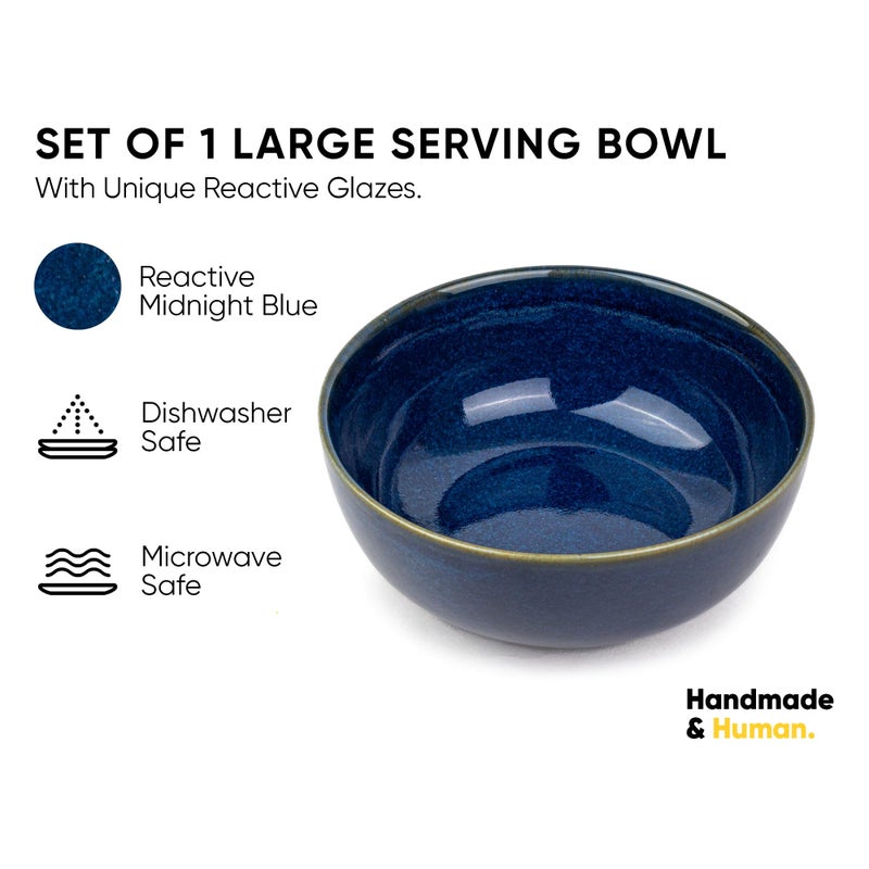 Shay Ceramic Large Bowl, 21cm, 1 Pieces, Blue Green | Glossy Finish | Stoneware Ceramic Serving Bowls | Ceramic Bowl | Pasta Serving Plate (Large Bowl - Blue Green) - Image 2
