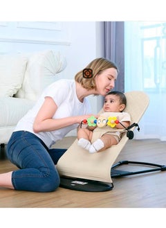 ARNOTEC Baby Bouncer Seat for Infants 0–18 Months – Portable Rocker with Soothing Vibrations, Mesh & Organic Cotton Fabric, 3 Recline Positions, Removable Toy Bar & Hanging Toys  - Image 4