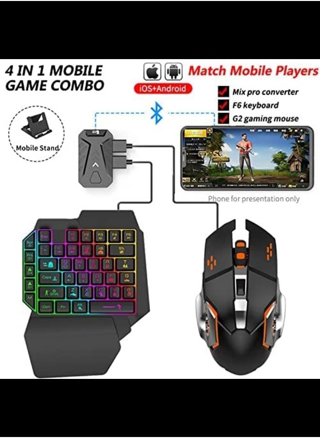 Generic - One Hand Non Mechanical Gaming Keyboard and Backlit Mouse Combo, USB Wired Rainbow Letters Glow Single Hand Mechanical Keyboard,Gaming Keyboard Set for Laptop PC Game and Work (Combo) - Image 1