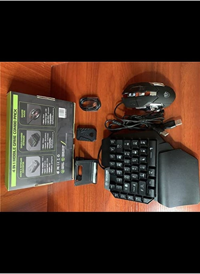Generic - One Hand Non Mechanical Gaming Keyboard and Backlit Mouse Combo, USB Wired Rainbow Letters Glow Single Hand Mechanical Keyboard,Gaming Keyboard Set for Laptop PC Game and Work (Combo) - Image 1