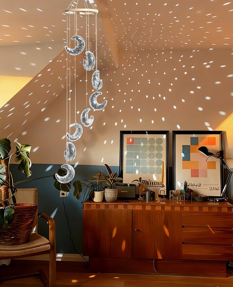 AceList Moon Hanging Disco Ball Decorâ€“35.4 Inch Hanging Crescent Moon Mirrors, Perfect for Indoor & Outdoor Decoration, Holiday & Party Decor, Unique Gift Idea - Image 4