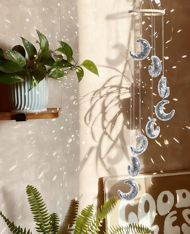 AceList Moon Hanging Disco Ball Decorâ€“35.4 Inch Hanging Crescent Moon Mirrors, Perfect for Indoor & Outdoor Decoration, Holiday & Party Decor, Unique Gift Idea - Image 5