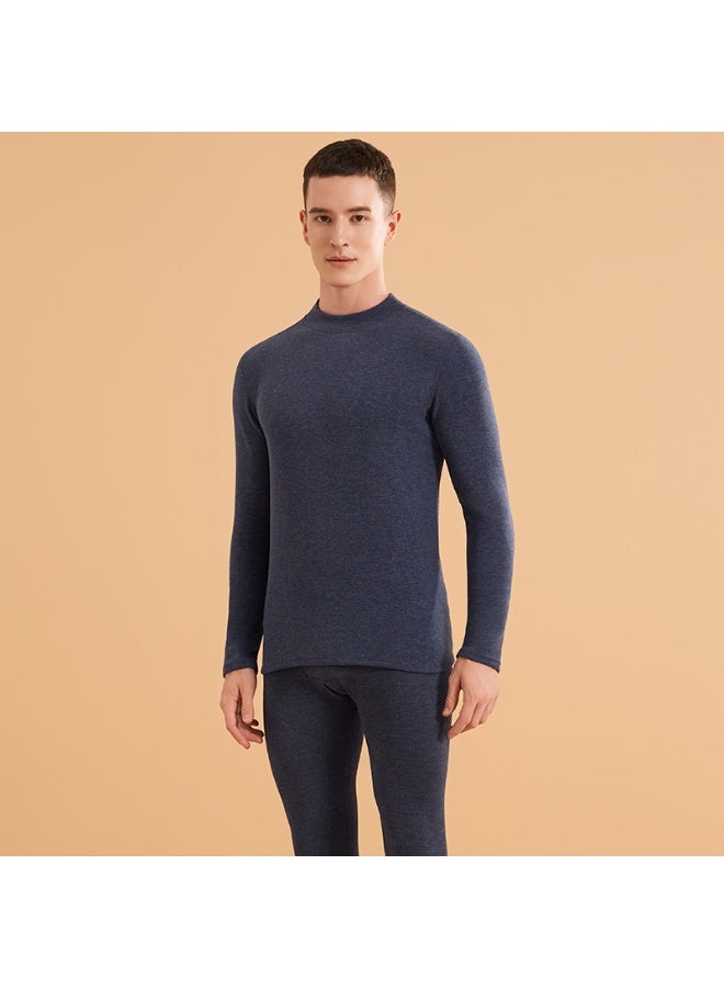 NIBEMINENT 2 Pieces  Man Warm Sets Semi-high-neck Cashmere Silk Undewear Set Thickened Long Johns Long Pants Men's Base Clothing - Image 1