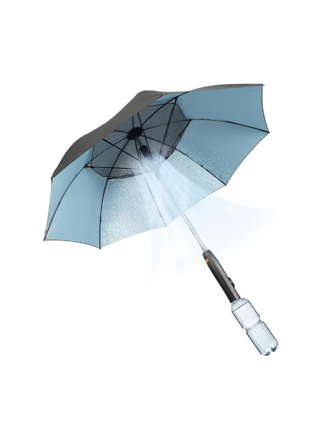 Smart Rechargeable Cooling Umbrella with Built-in Fan & Misting Spray - 2600mAh Battery, 3200 RPM, UV Protection (Model 651) - Image 1