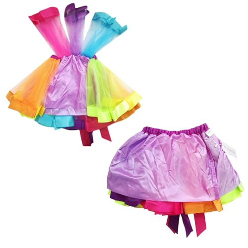 traderplus Little Girls Layered Rainbow Ribbon Tutu Skirt Dress Ballet Tiered (Large 7-9 Years) - Image 5